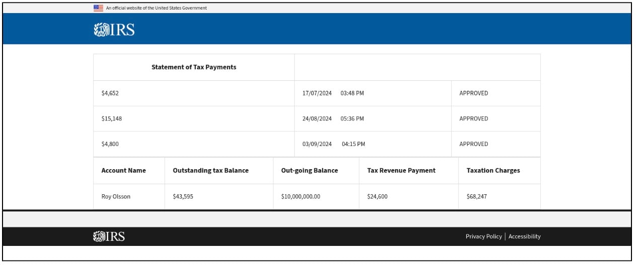 Figure 8: Tax statements leading victims towards financial fraud