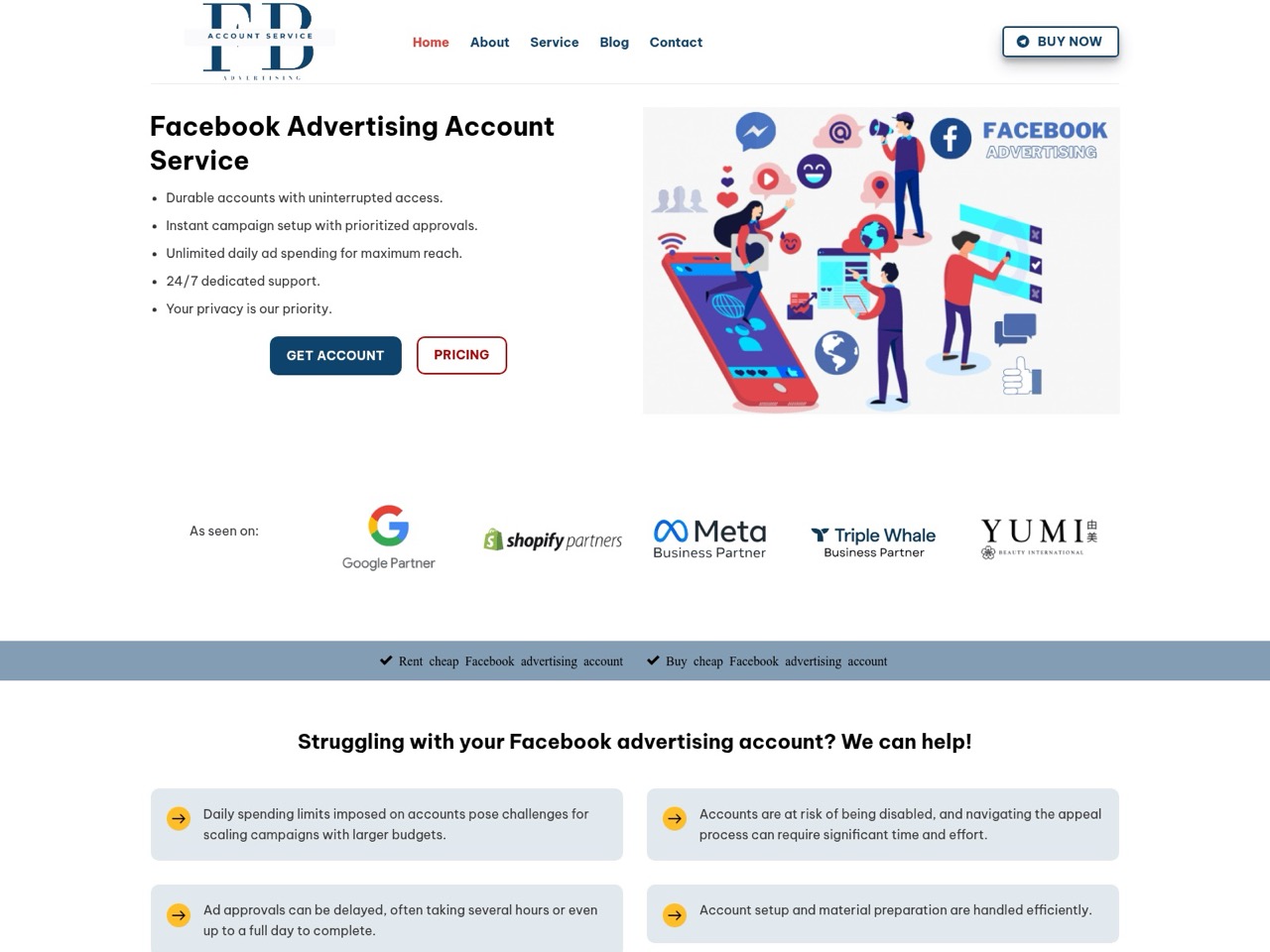 Figure 1 Online services offering rented accounts for ad management