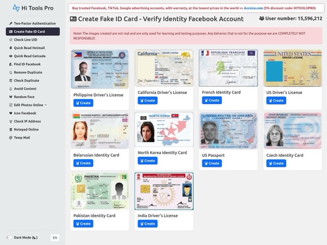 Figure 3 Document creation services, often associated with account renting, to bypass KYC restrictions and forge fake documents