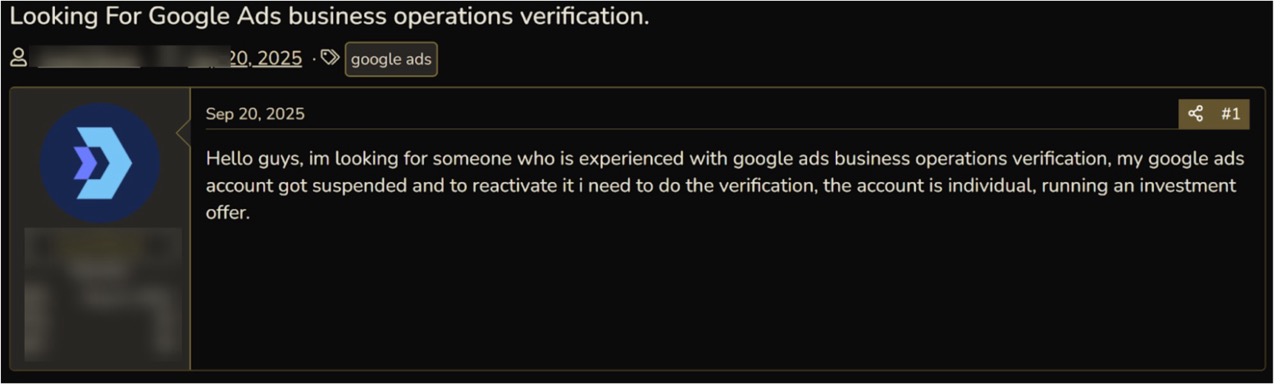 Figure 4 Legitimate users often demand account renting services since their original ones get banned and ads resumption is delayed