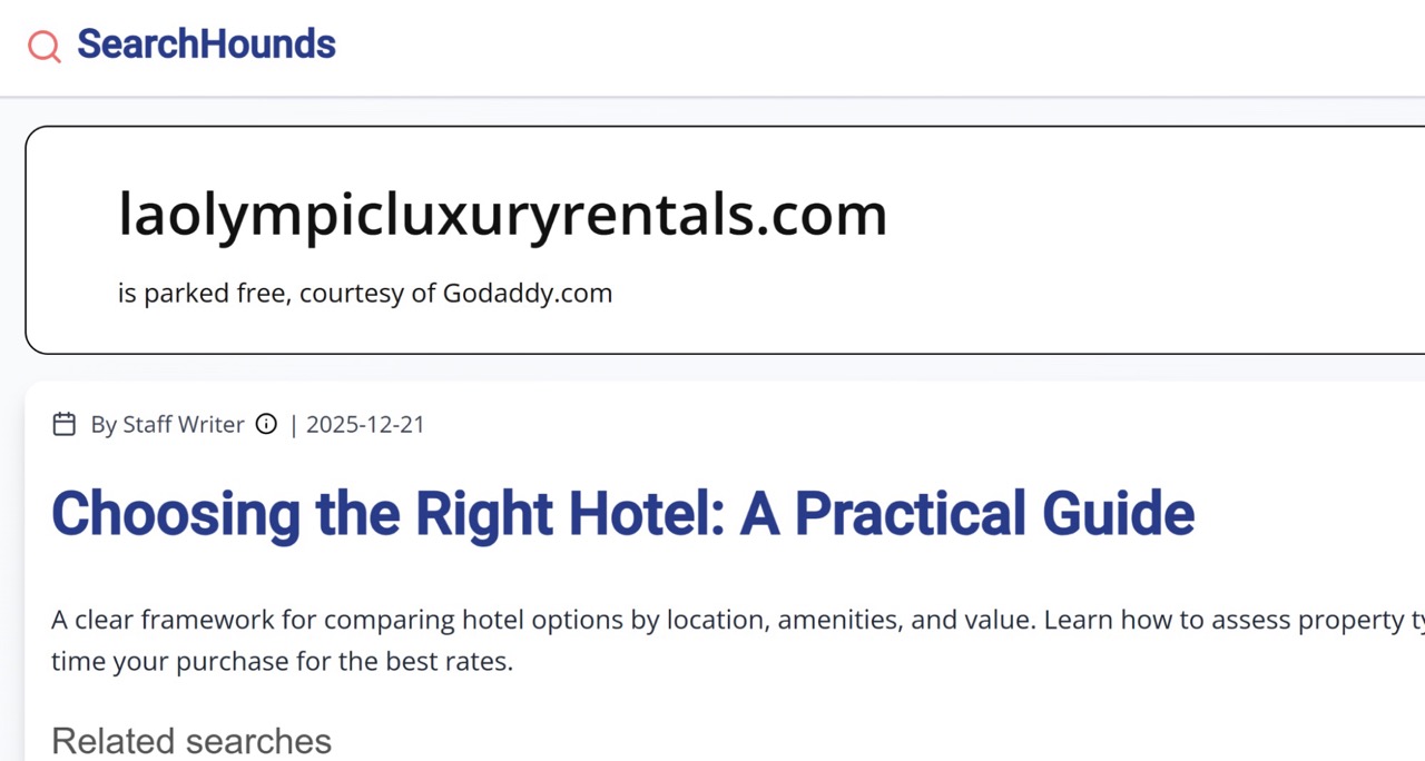 Figure 10 - A section of domains targeting luxury seeking individuals looking for services in the 2028 Olympics