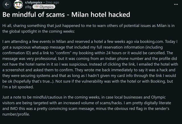 reddit post on scams