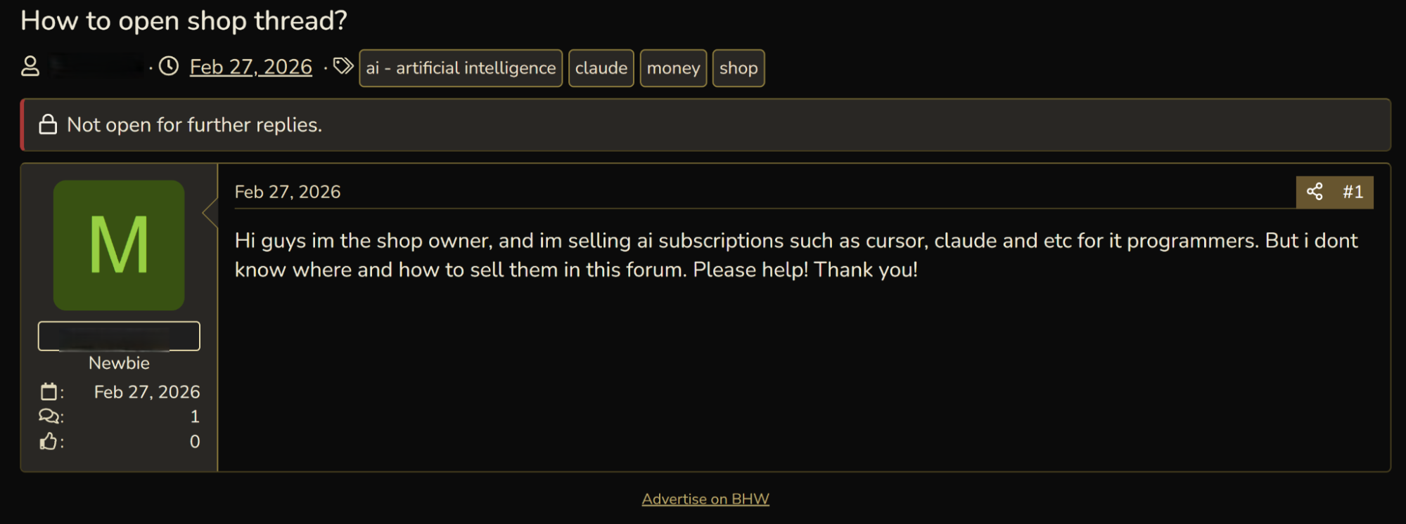 Figure 3 - Cybercrime forums frequently sell discounted premium AI accounts, often sourced through unethical or unauthorized means
