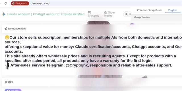 Figure 11 - Premium reseller activities seen actively around Anthropic’s Claude and other AI services