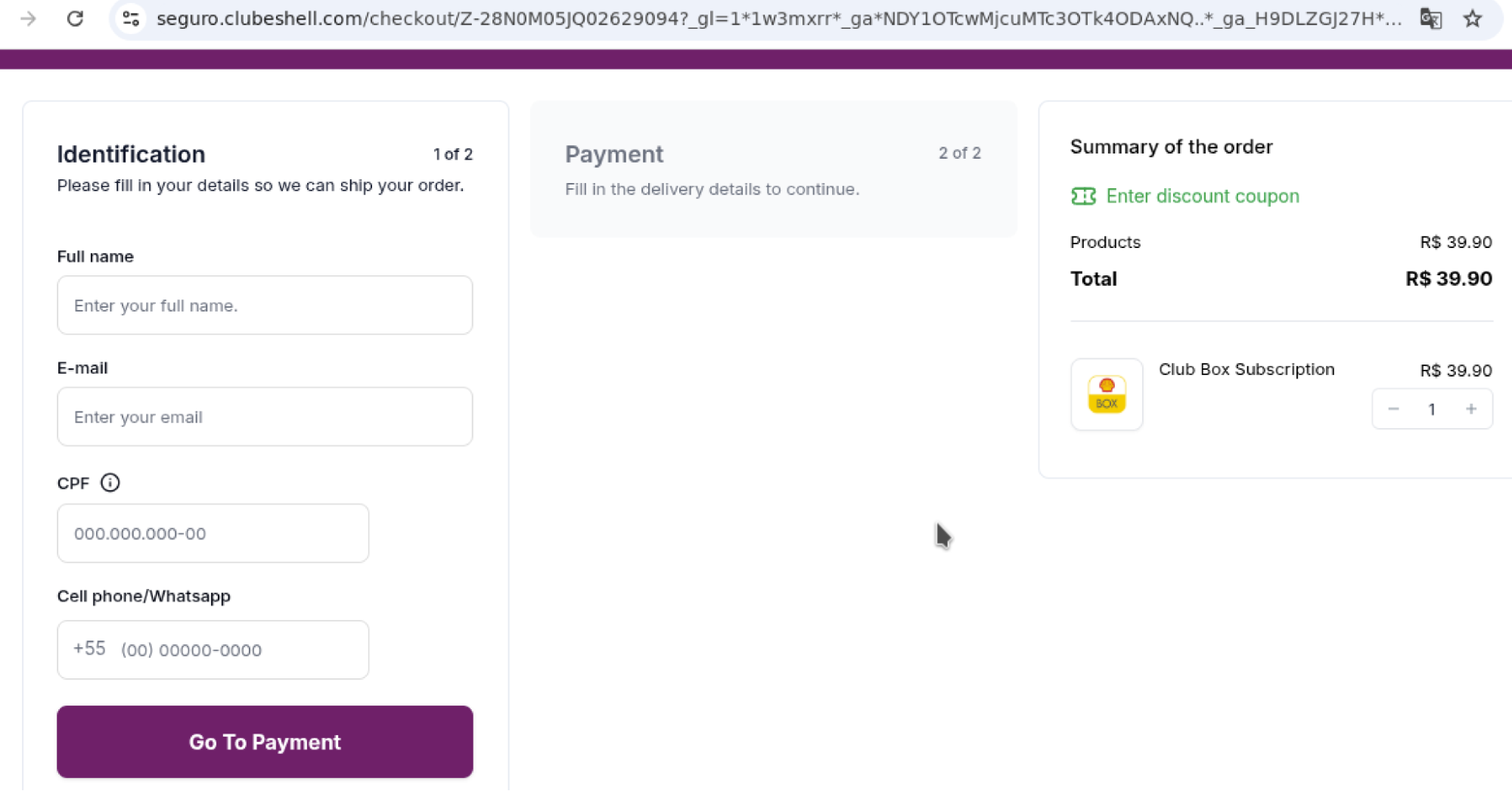 Figure 10 - Final step of the Shell-themed malicious campaign collection personal and payment information