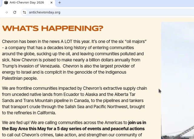 Figure 14a - Domain found hosting an activist-focused campaign centered on opposition to Chevron and its global operations