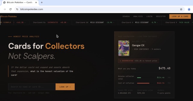 Figure 5 - Pokémon-themed investment portal combining trading card valuation with cryptocurrency concepts