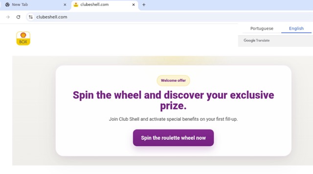 Figure 8a - Multi-stage Shell-themed rewards campaign progressing starting with a promotional landing page and prize wheel interaction