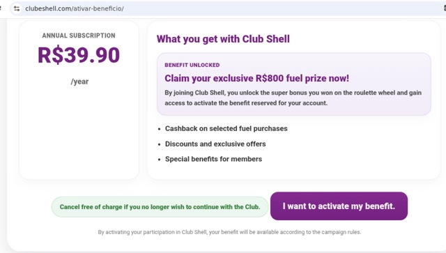 Figure 9b - Shell-themed malicious campaign progressing towards reward claims and subscription enrollment