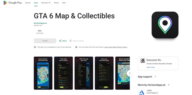 Figure 3 - GTA themed applications around Maps, Collectibles, Guides, etc, hosted by unofficial developers